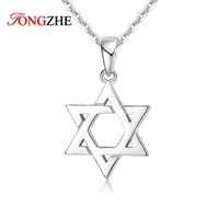 Wholesale TONGZHE Collare Magen Star Of David Sterling Silver Pendant Israel Chain Necklace Women Judaica Je Vintage Fine Jewelry