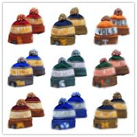 Wholesale High Quality beanies Embroidered Winter Cold Weather Football Baseball college Beanie Team Knit Hats MA CK Orange Sport Skull Caps American Pom
