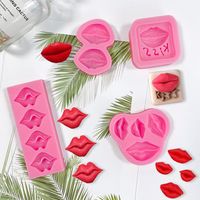 Wholesale Baking Moulds DIY Handmade Cake Decoration Red Lip Fondant Silicone Mold Resin Molds Valentine s Day Print Chocolate