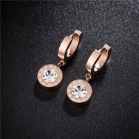 Wholesale Top Quality Classic Style Women Designer Studs CZ Stone Stainless Steel Round Pendant Gold Plated Earrings Fashion Jewelry Lady Party Gifts