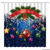 Wholesale Blue Christmas Shower Curtain Red Green Purple Balls White Snowflake Pine Leaf Merry Polyester Curtains