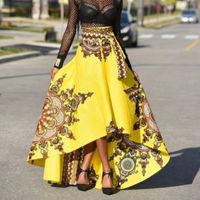 Wholesale Casual Dresses Sikilely Hot Selling High Low Skirt Short Front Long Back African Womens National Skirts Print Street Ethnic Black