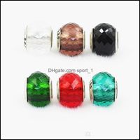 Wholesale Charms Findings Components Jewelry8 Color Crystal Charm Bead Cut Sier Plated Fashion Women Jewelry European Style For Diy Bracelet