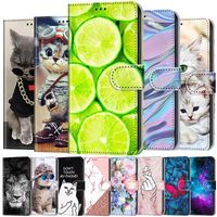 coque huawei 2022 - Cell Phone Cases Leather Flip Case For Huawei P40 Lite E Cover P30 P20 Pro P10 P9 P8 2021 Wallet Painted Funda Coque Capa