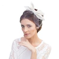 Discount short wedding veils headpieces Headpieces Vintage Birdcage Face Veil Short Tulle One Layer Mariage Wedding Veils White Black Bridal With Bow Party Accessories