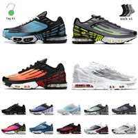 Wholesale TN Plus Tuned III Running Shoes Tns Mens Women Obsidian Topography Pack Trainers Black Iridescent Ghost Green Aqua Grey Tight TN3 Cushion OG Sneakers Size