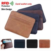 Wholesale 1 Pc Mens Rfid Blocking Pu Leather Slim Wallet Credit Card Holder Coin Pocket Anti Thief