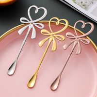 Wholesale Spoons Stainless Steel Coffee Spoon Retro Love Bow For Ice Cream Creative Tea spoon Tableware Bar Tool Cutlery Set