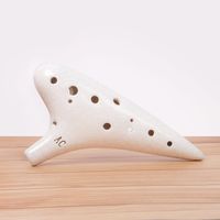 Wholesale 12 hole ice cracked ocarina White with color box protection bag hand rest rope English music score Gift for beginners