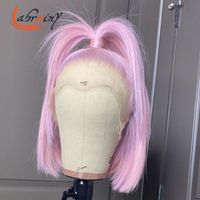 Wholesale Lace Wigs x5 Pink Short Bob Hd Frontal Human Hair Pre Plucked Full Purple Colored Front Wig Woman Bleached Knots x6
