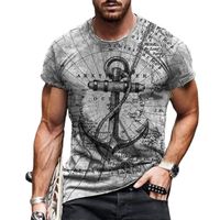 Wholesale Men s anchor print T shirt loose Casual Short Sve round neck large xxs xl summer