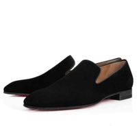 Wholesale Brand Red Bottom Loafers Luxury Party Wedding Shoes Designer BLACK PATENT LEATHER Suede Dress Shoes For Mens Slip On Flats yemianb brazill