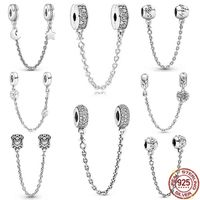 Wholesale Bofuer New Pandora Safety Chain Charms Fit Silver Original Bracelet Bead Charm for Women Diy Jewelry b