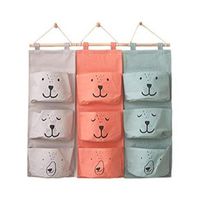 Wholesale Storage Boxes Bins Pockets Cute Wall Hanging Bag Linen Clothes Organizer Closet Children Room Pouch Home