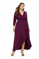 Wholesale Casual Dresses Plus Size XL Long Dress Sexy Deep V neck Women Solid Sleeve Party Meeting Formal Oversize Vestidos