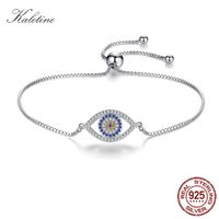 Wholesale KALETINE Evil Eye For Women Sterling Silver Tennis Bracelet Blue CZ Mens Bracelets Adjustable Bead Jewelry