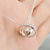 Wholesale Diy Handmade S925 Silver Globe Pendant Necklace Female Through Hole Jade Honey Wax Chain Pearl Empty Support Accessories