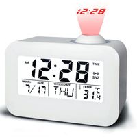 Wholesale Other Clocks Accessories LED Digital Projector Alarm Clock Night Wall Radio Watch Table Desk Luminova Calendars Temperature Display Snooze