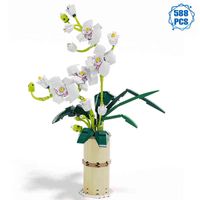 Wholesale Creative Ideas Rotic Flowers Bouquet Building Blocks MOC Home Decoration White Flower Bricks Diy Toys for Girls Friends Gifts