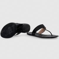 Wholesale 2021 Leather thong sandal with Double letters sandals women slipper men slides waterfront womens box and dust bag GTS