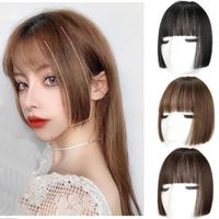 Wholesale Synthetic Wigs QUEENYANG Ladies Bangs Princess Cut Straight Hair Natural Black And Brown Clipped Female