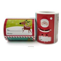 Wholesale 250pcs roll Christmas Tags Self Adhesive Santa Stickers Snowmen Xmas Tree Decorative Labels Presents Decor NHB11518