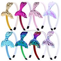 Wholesale Scale Reversible Colorful Gradient Sequin Mermaid Tail Headband Children Baby Hair Bands Hoop Fashion Jewelry Gift Will and Sandy
