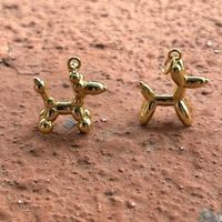 Wholesale 20Pcs Gold plated Metal cute balloon dog charm pendants for Crafts jewelry making finding