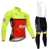 Wholesale Men s tracksuits Winter Geel Italia Team Long Bikes Maillot Culotte Jersey Broek Men Ropa Cyclism Thermal Fleece Sports Clothing