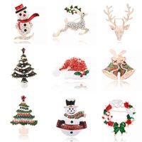 Wholesale Brooch Christmas Snowflake Snowman Elk Pin Old Man Bell Tree Boots Alloy Drip Oil
