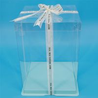 Wholesale Gift Wrap Cm Blue Clear Border Strong Base Square Plastic Cake Box For Inch