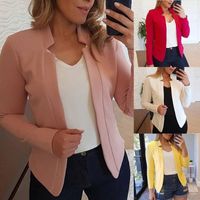 Wholesale Brand Women Blazer Fashion Spring Business Formal Blazers Lady Office Casual Suit Solid Jackets Coat Long sleeved Slim Blazer p71T