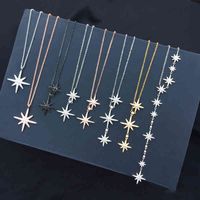 Wholesale Light Luxury Rice Word Star Shape Necklace S925 Sterling Silver Woman Fashion Six pointed Clavicle Chain Jewelry