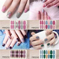 Wholesale 14tips art stickers colorful adhesive sticker diy manicure shining sequins nail polish strips wraps accessories for women