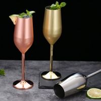 Wholesale 304 Stainless Steel Champagne Cup Wine Glass Cocktail Glass Creative Metal Wine Glass Bar Restaurant Goblet Skinny Shinny Polished