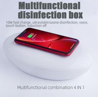 Wholesale 10W Portable Wireless Charger Disinfection Box With Voice Function Quick Charge Mobile Phone Sterilizer ultraviolet ozone sterilization