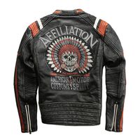 Wholesale man leather jacket Harley motor coat cowhide AVIRE FLY motorcycle clothing Rock aircraft clothes embroidery