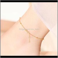 Wholesale Anklets Drop Delivery Xf800 Genuine K Anklet Pure Au750 Yellow White Rose Gold Fine Jewelry For Women Luxury Gift J500 F1219 Thukc