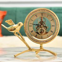Wholesale Desk Table Clocks LUXURY GOLDEN CLOCK COPPER CREATIVE SIMPLE BIRD MECHANICAL GEAR MODERN DESIGN RELOJ MESA HOME DECOR AC50TC