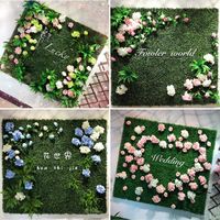 Wholesale Decorative Flowers Wreaths Green Plastic Lawn Wall Artificial Plant Garden Decoration False DIY Background Home Wedding Image