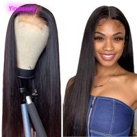Wholesale Peruvian Human Hair Lace Wig T Shaped Silky Straight Body Wave inch Natural Color Remy Hair Products Yirubeauty