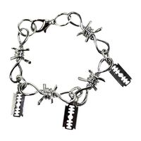 Wholesale Link Chain Punk Gothic Metal Barbed Wire Brambles Blade Razor Link Bracelet Bangle Jewelry Hip Choker For Women Men Couple Unisex