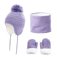 Wholesale 21 new velvet collar factory warm children s hat scarf glove three piece suit