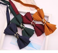 Wholesale Style Bow Tie For Men Black Orange Wine Red Silver Pink Green Bowties Mens Wedding Cravat Fashion Casual Bowtie Gift Neck Ties