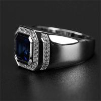 Wholesale Highend Luxury Fashion Men s Jewlry Sapphire White Gold Filled Ring America and Europe pop Engagement Ring Size Q2