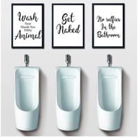 Wholesale Paintings Prints Toilet Humour Pictures Bathroom Home Decor Wall Art Canvas Painting Funny Rules Sign Nordic Black White Poster