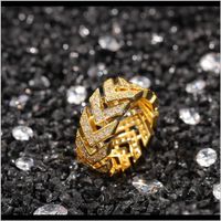 Wholesale Marlary Fashion Band K Gold Plated Custom Engraved Ring Stack Ice Out Zircons Thumb Rings For Men Tiwkx J24Yq