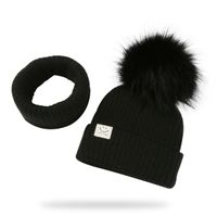 Wholesale 15Winter Unisex Faux Fur Pompon Hat Scarf For Kids Boys Girls Knitted Baby Caps With Pompom Bonnet Children s Accessories