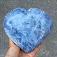 Wholesale Decorative Objects Figurines Natural Blue Calcite Quartz Crystal Heart Specimen Healing