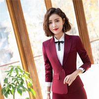 Wholesale Fashion Wine Uniform Styles Women Blazers and Jackets Coat Spring Autumn Ladies Office Tops Blaser Clothes Long Sleeve O1W0